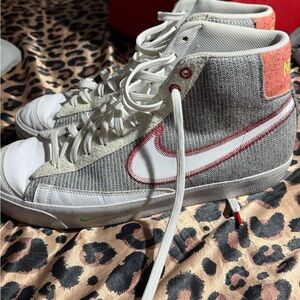 Nike Gray and White High-Top Sneakers